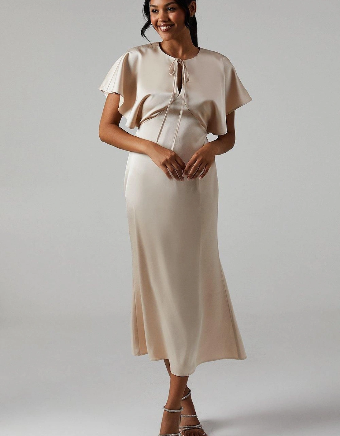 Satin Halter Bridesmaid Maxi Dress, 2 of 1