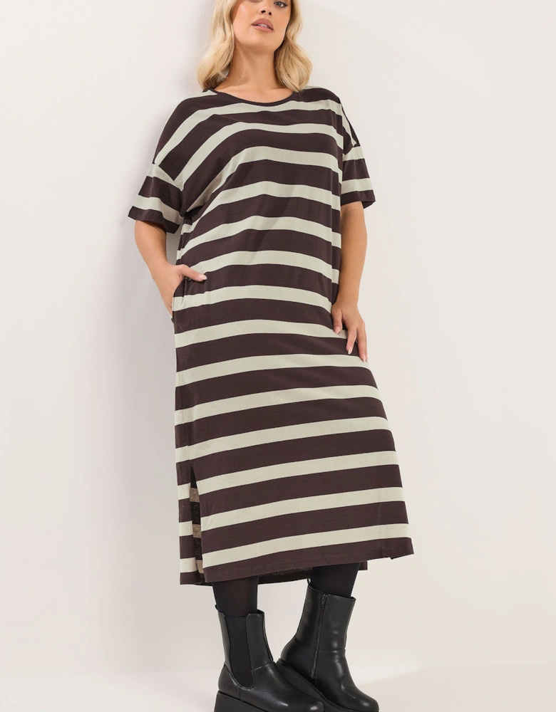 Stripe Oversized Pocket Detail Midi Dress