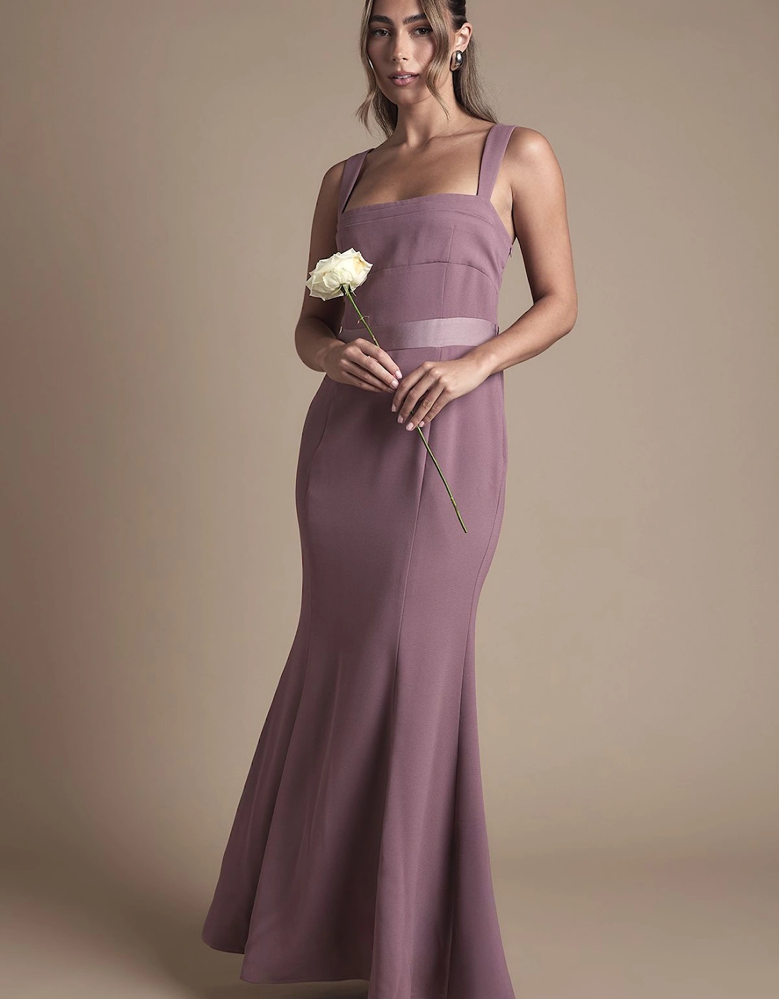Strappy Satin Bridesmaid Dress With Tie Back Detail, 2 of 1