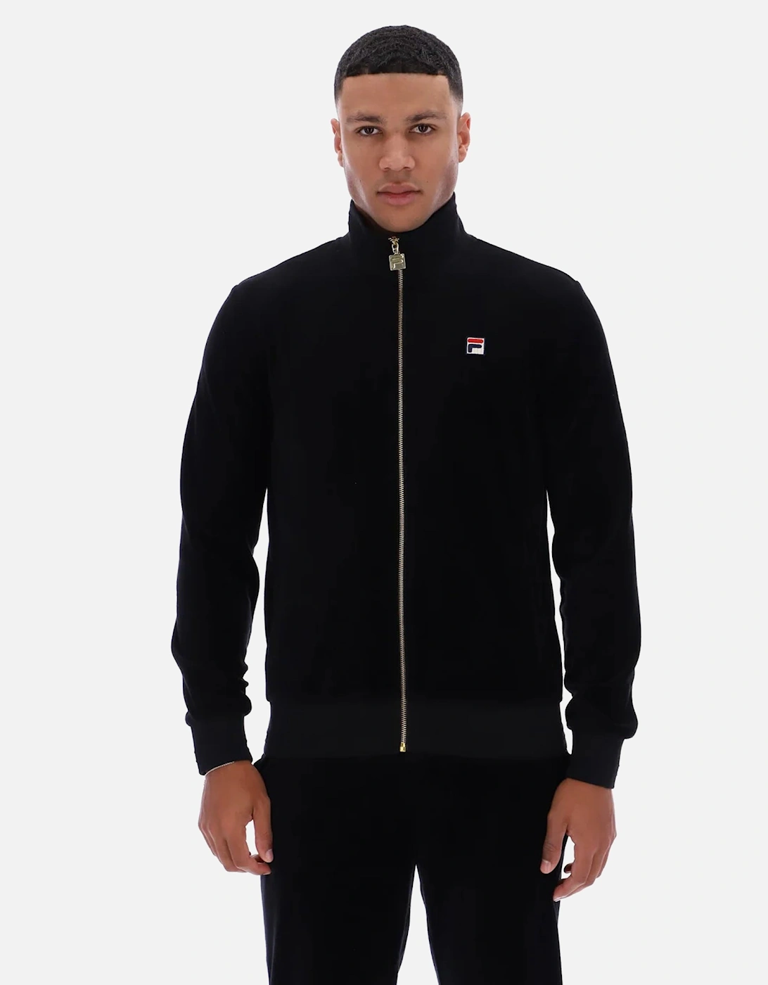 Nero Velour Track Top Jacket Black