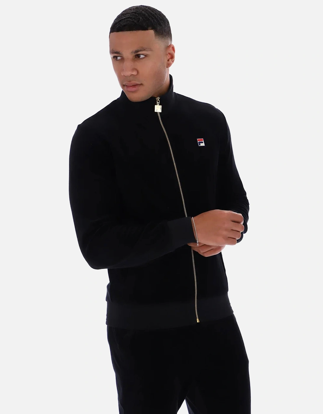 Nero Velour Track Top Jacket Black