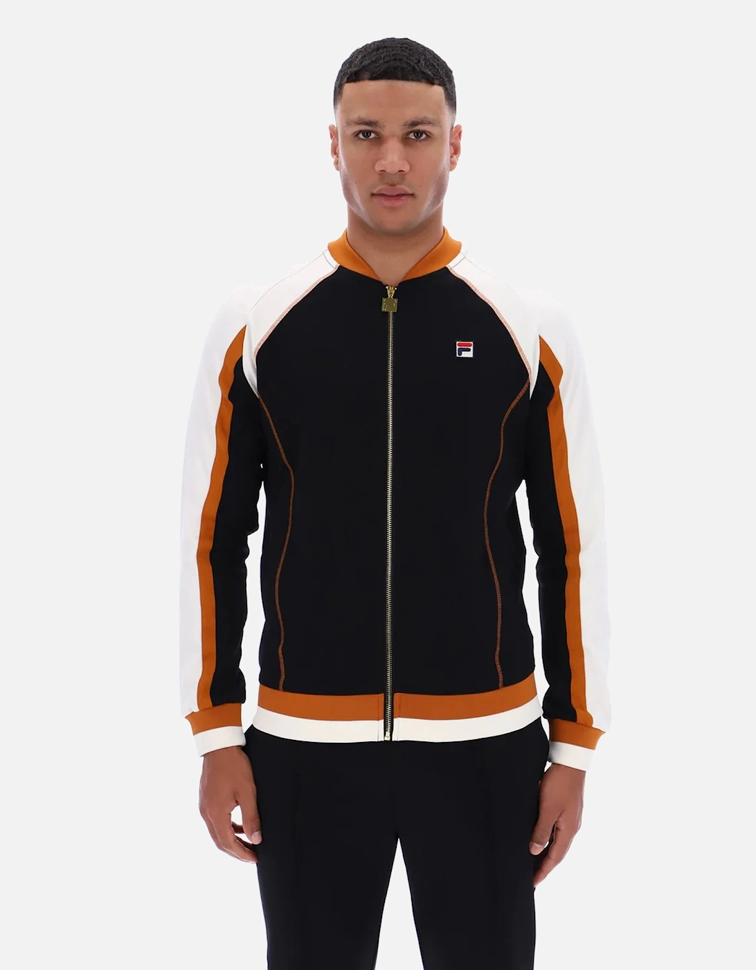 Eliot Flat Lock Detail Track Top Jacket Black/Gardenia/Pumpkin Spice