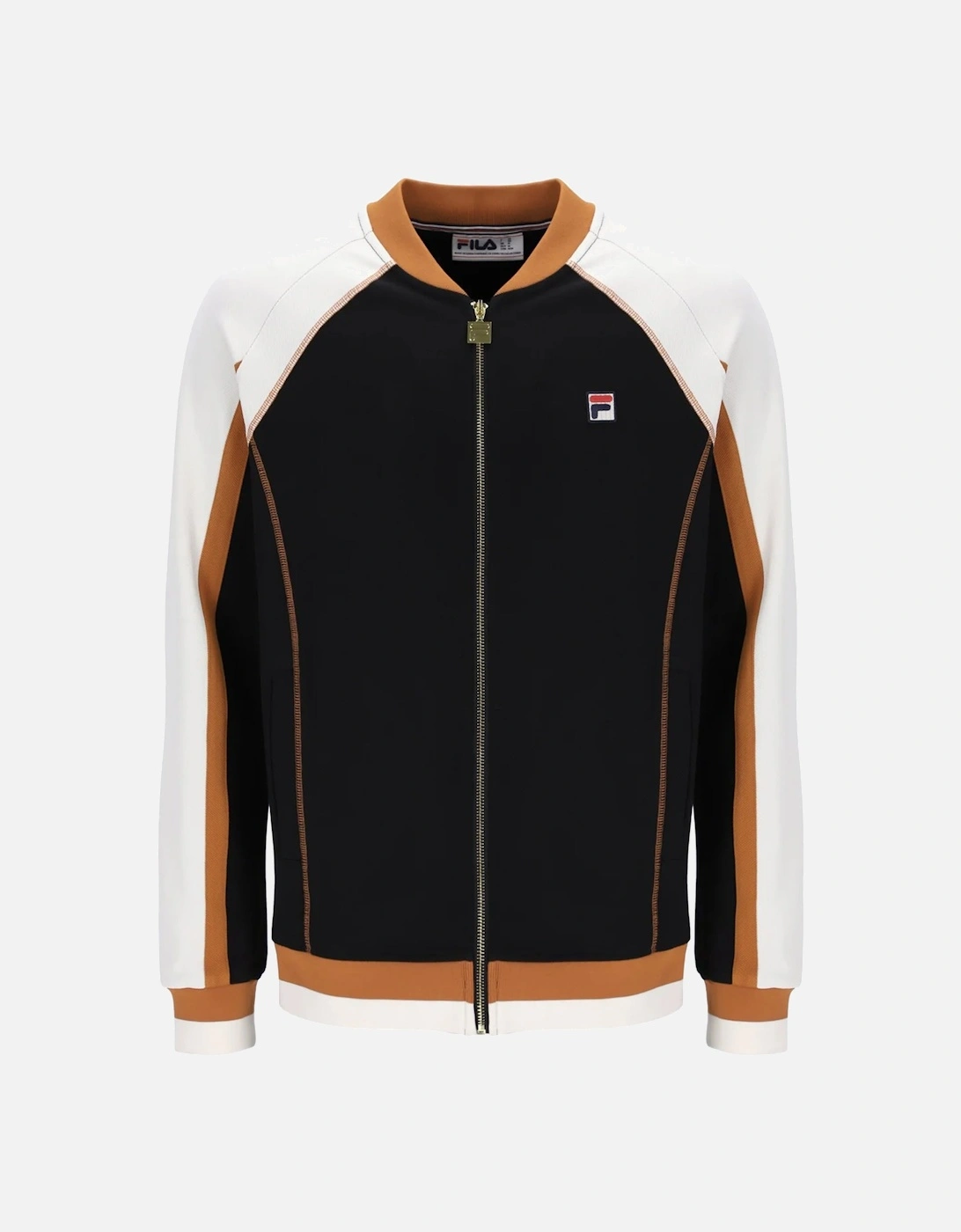 Eliot Flat Lock Detail Track Top Jacket Black/Gardenia/Pumpkin Spice, 5 of 4