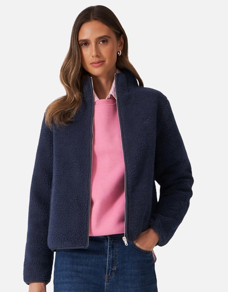 Womens Boucle Bonded Zip Through Half Zip Fleece