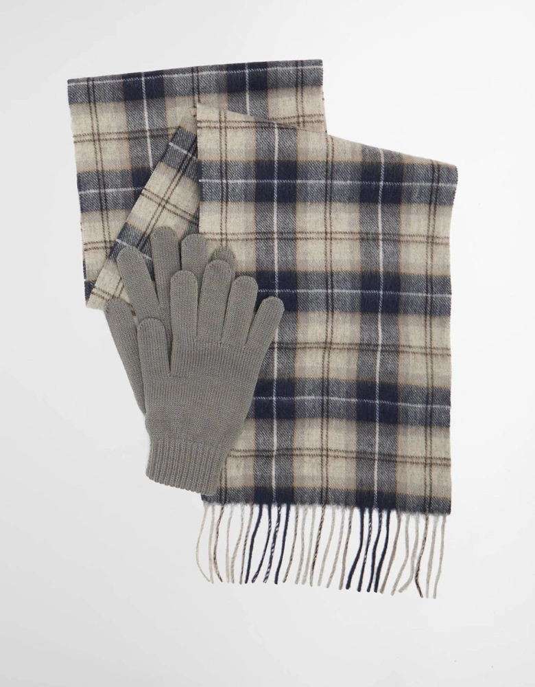 Glove & Tartan Scarf Gift Set - Grey Midnight