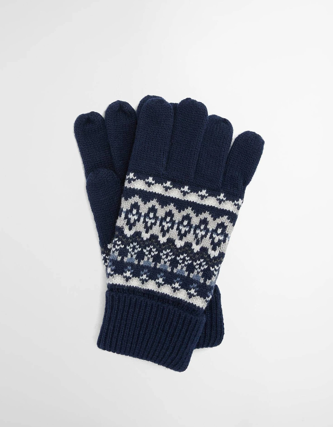 Women's Barbour Marlow Fair Isle Knitted Gloves - Navy Blue - Size: O/S