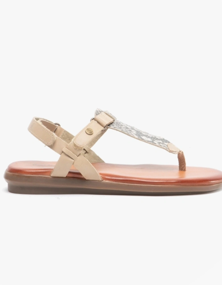 NORAH Womens Leather Toe Post Sandals Python/Nude