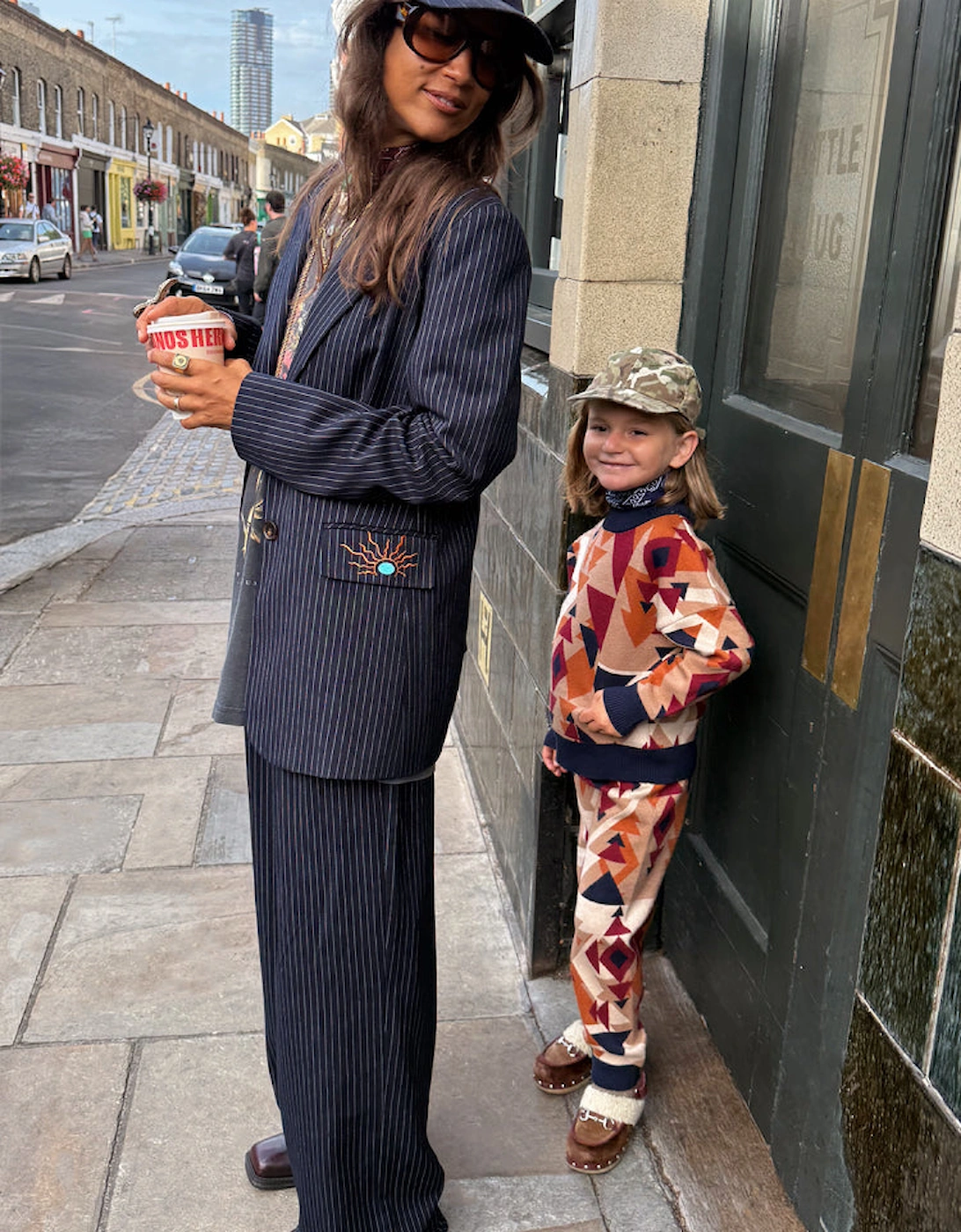 Navy Arden pinstripe trousers in petite