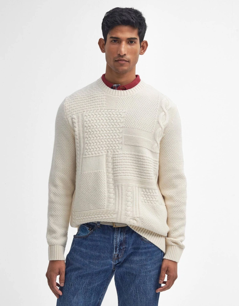Casey Crew Neck Cable Knitted Jumper - Whisper White