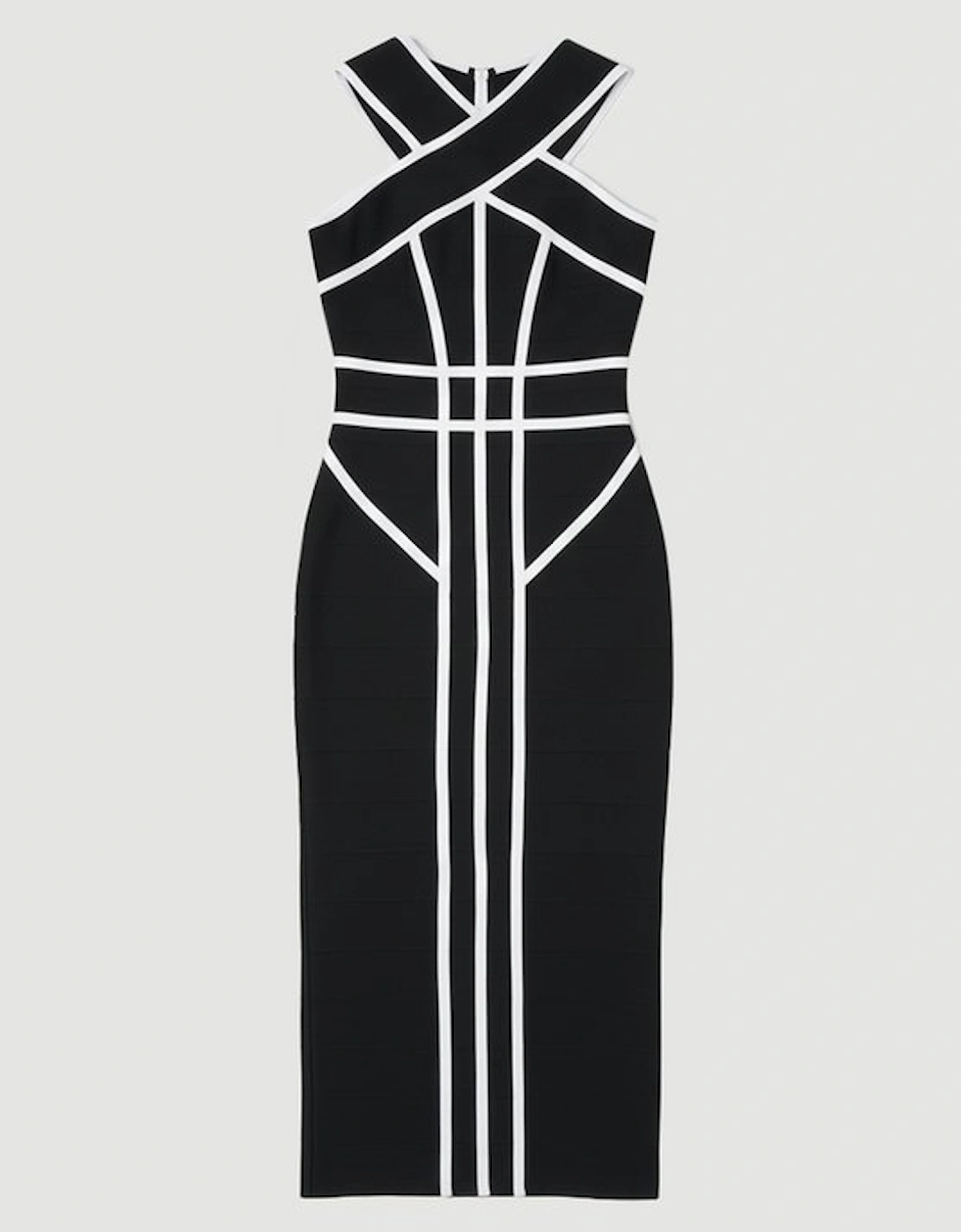 Bandage Knit Contrast Cross Front Dress