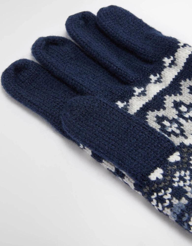 Marlow Fair Isle Knitted Gloves - Navy Blue