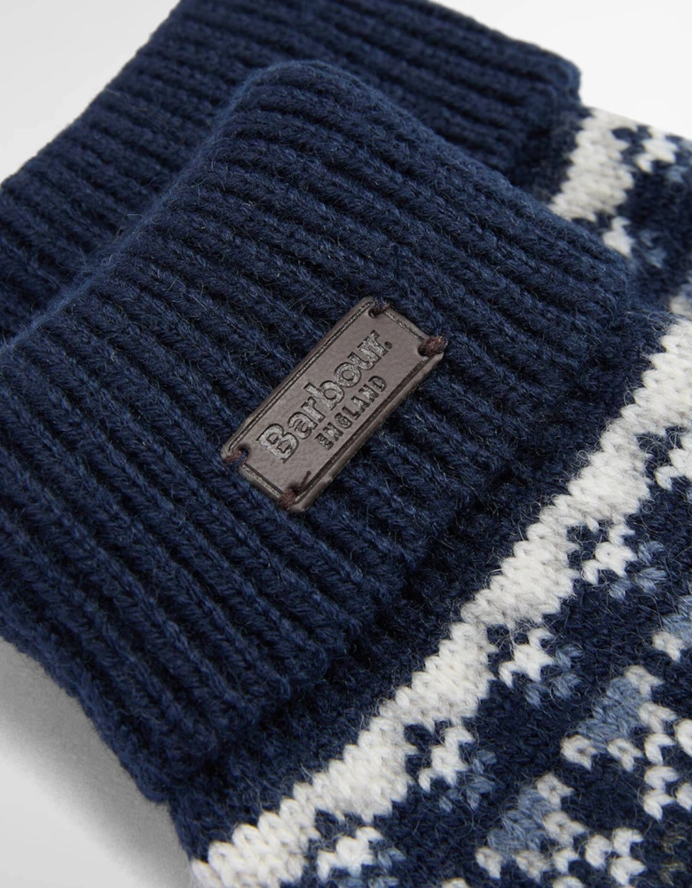 Marlow Fair Isle Knitted Gloves - Navy Blue