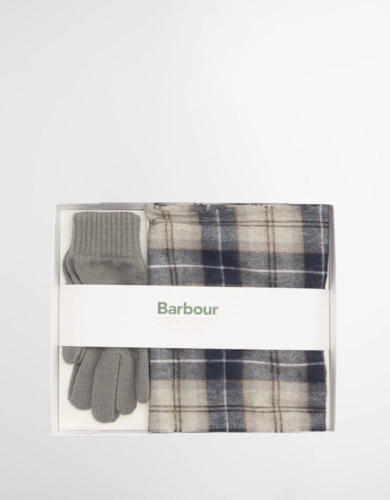 Glove & Tartan Scarf Gift Set - Grey Midnight