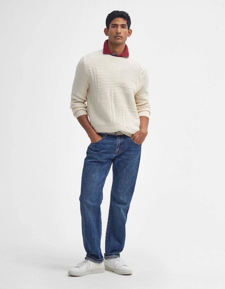 Casey Crew Neck Cable Knitted Jumper - Whisper White