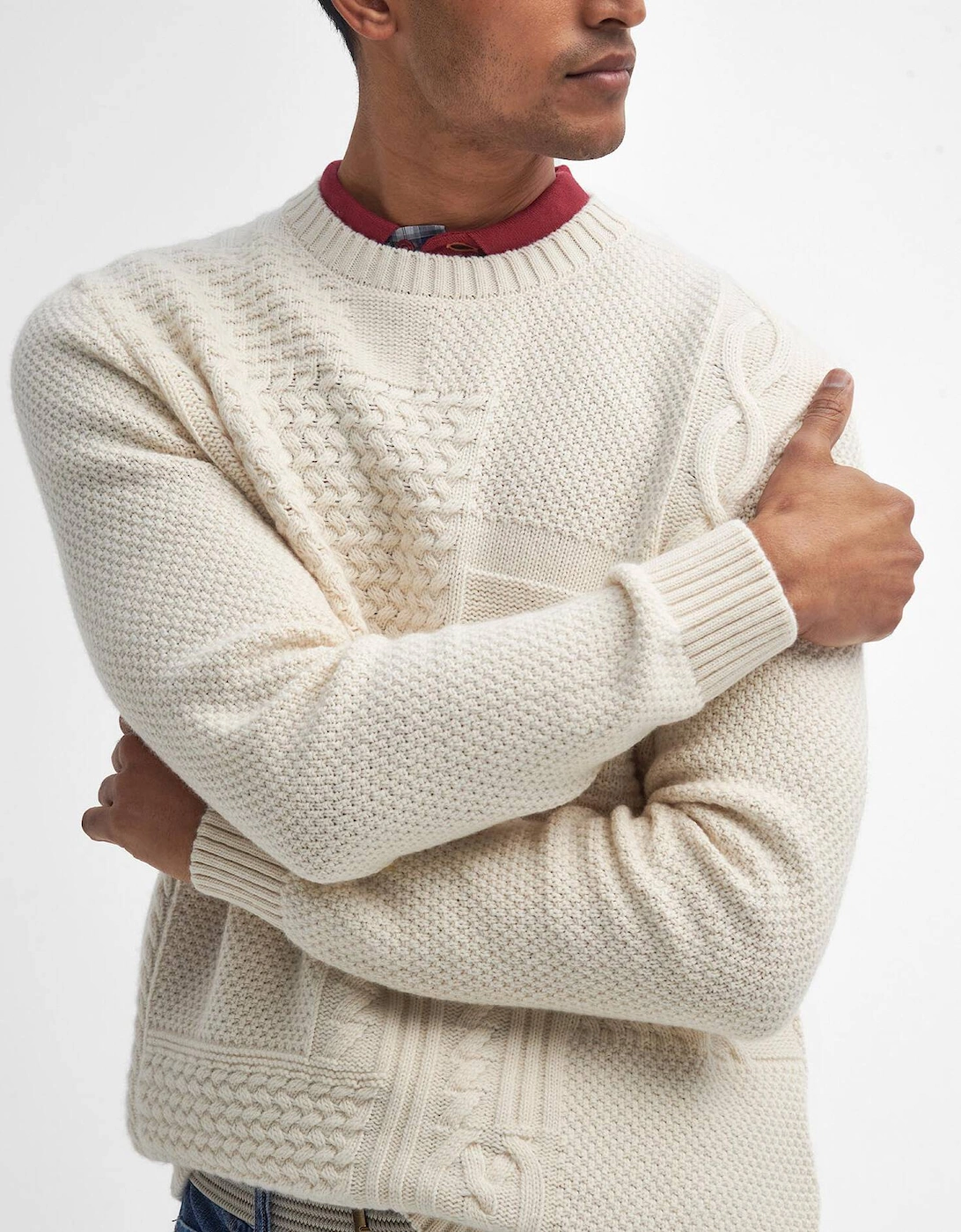 Casey Crew Neck Cable Knitted Jumper - Whisper White