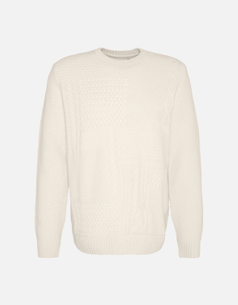 Casey Crew Neck Cable Knitted Jumper - Whisper White
