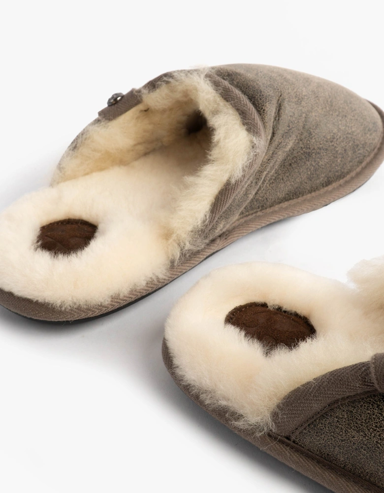 KIEFER Mens Mules SlippersDistressed Tea