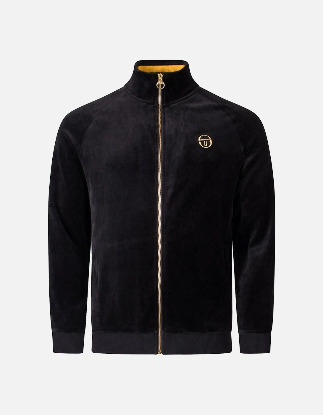 Men's Sergio Tacchini Court Velour Track Top Jacket Black - Size: 44/Regular