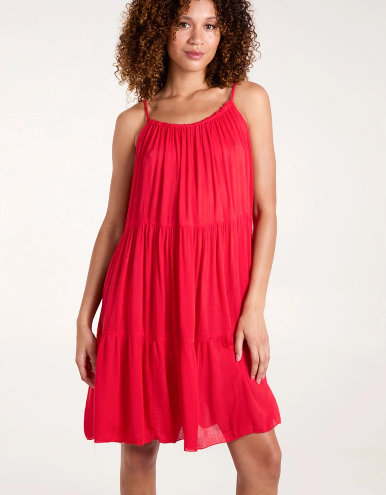 Red Tiered Cami Mini Dress