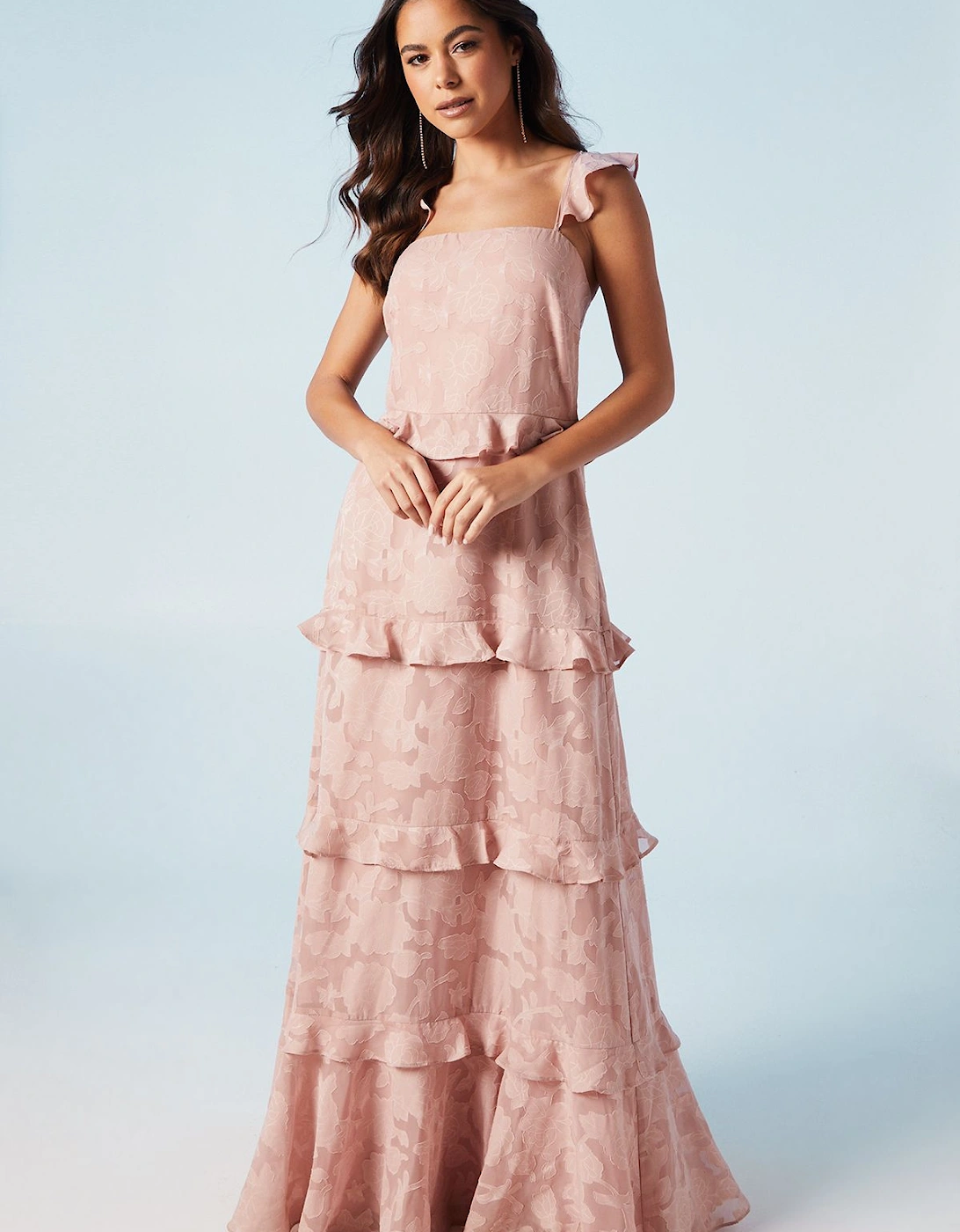 Rose Georgette Square Neck Bridesmaid Dress, 2 of 1