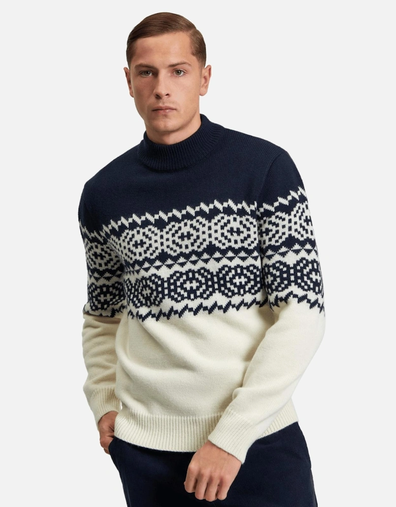 Mens Mono Fairisle Crew Neck Knitwear Jumper