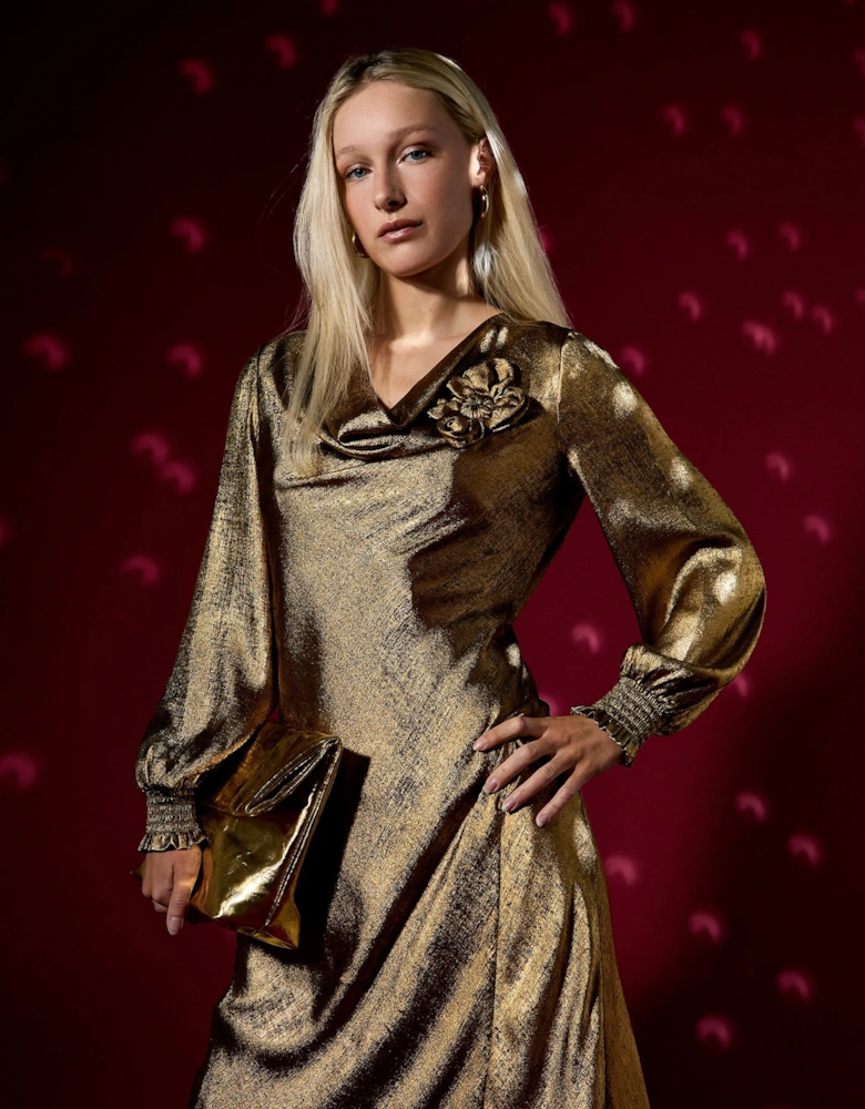 Juliet Gold Metallic Maxi Dress