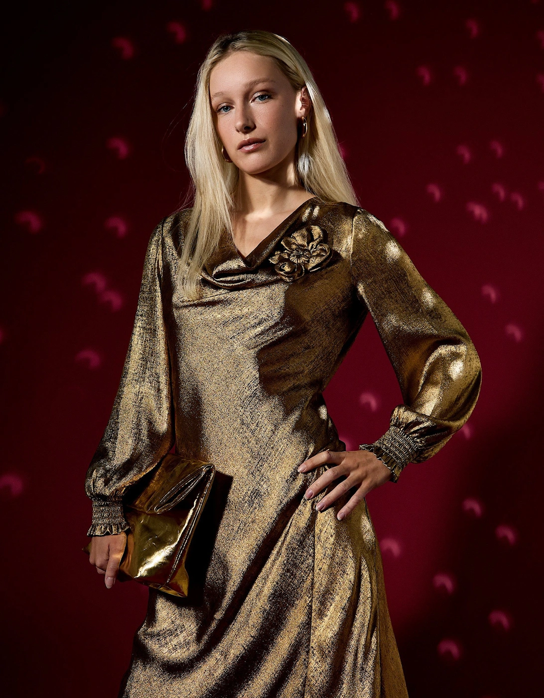 Juliet Gold Metallic Maxi Dress, 2 of 1