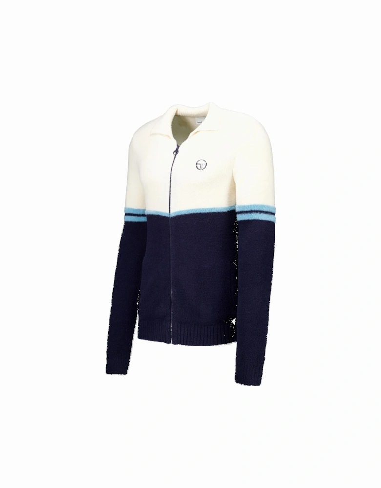 Orion Brushed Knit Track Top Jacket Gardenia/Milky Blue/Navy
