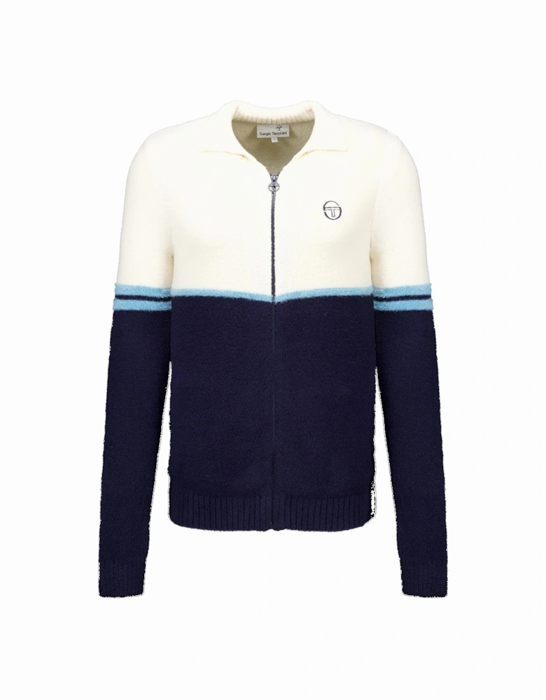 Orion Brushed Knit Track Top Jacket Gardenia/Milky Blue/Navy