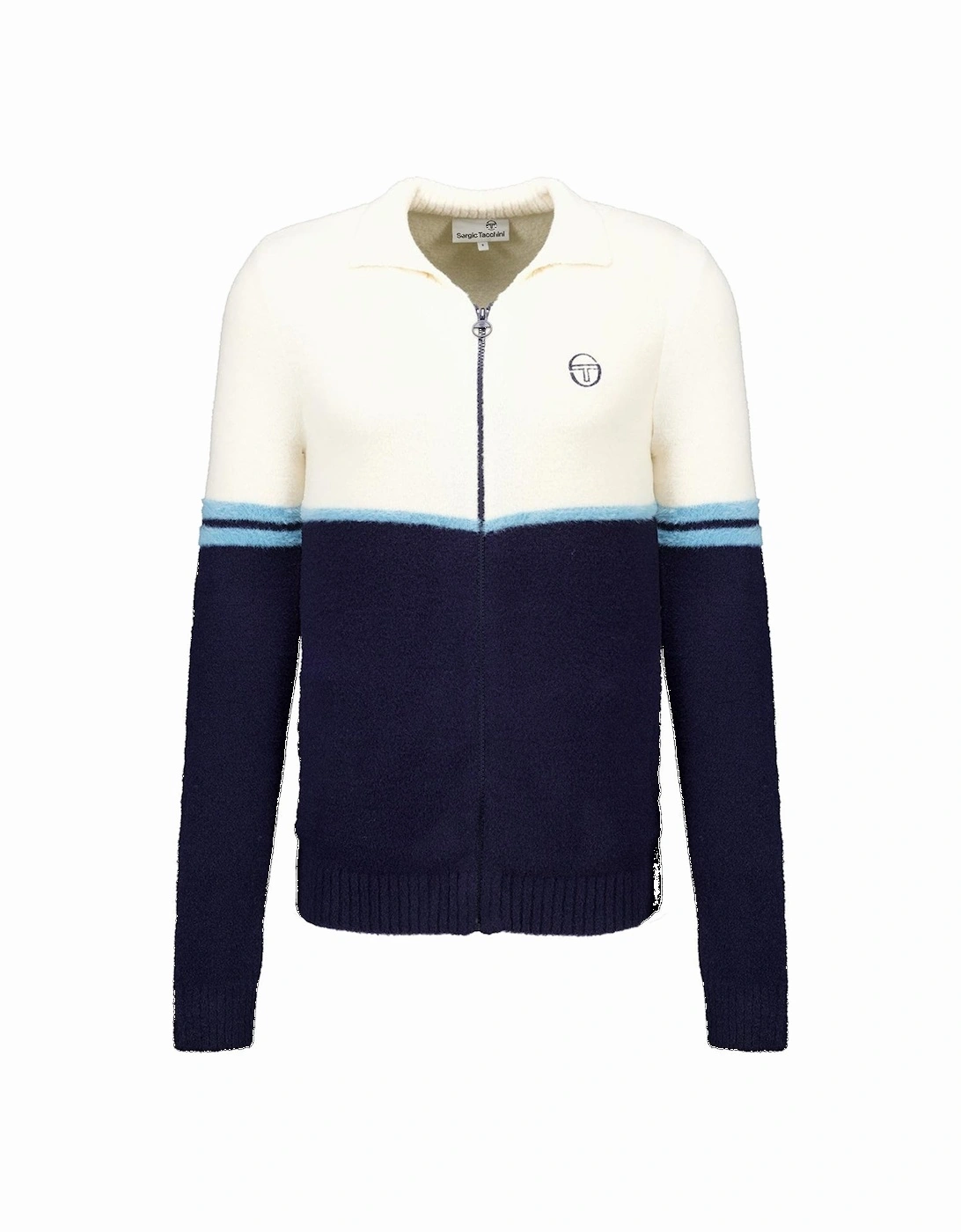 Orion Brushed Knit Track Top Jacket Gardenia/Milky Blue/Navy, 4 of 3