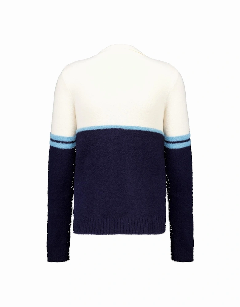 Orion Brushed Knit Track Top Jacket Gardenia/Milky Blue/Navy