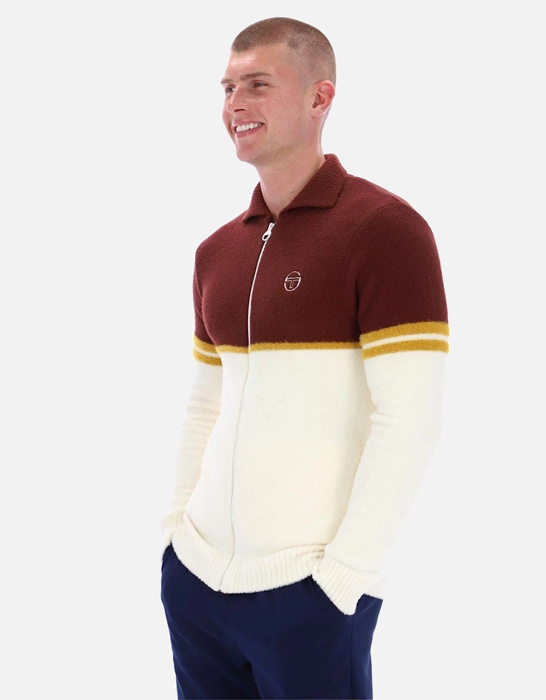 Orion Brushed Knit Track Top Jacket Bitter Chocolate/Gardenia/Wood