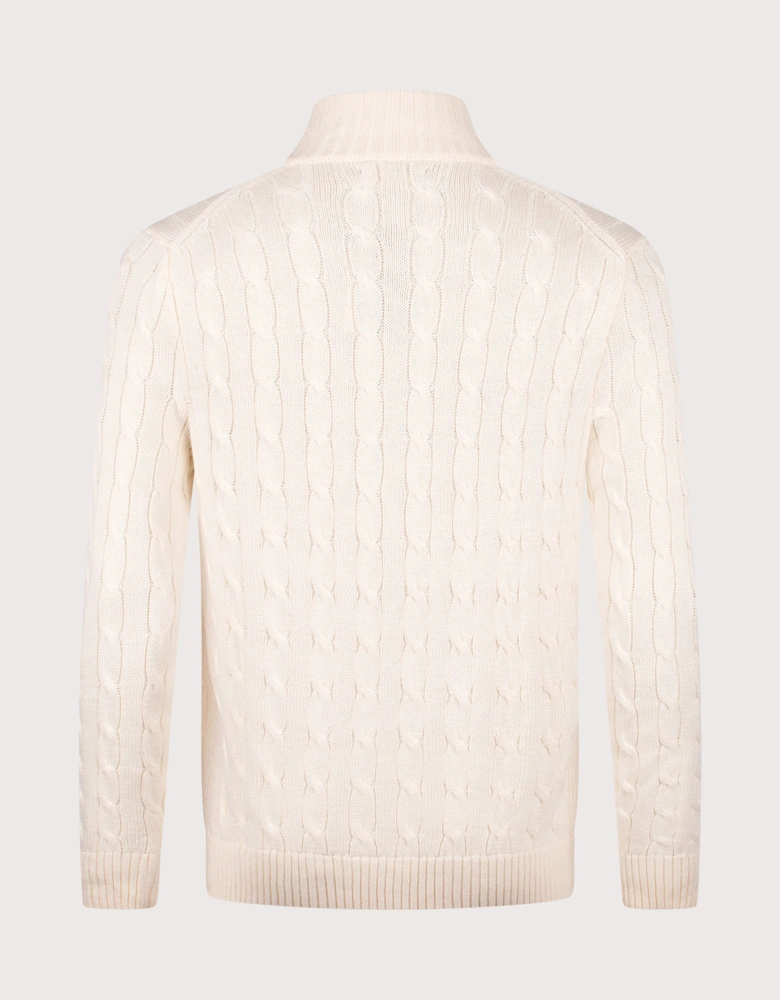 Cable-Knit Cotton Full-Zip Cardigan