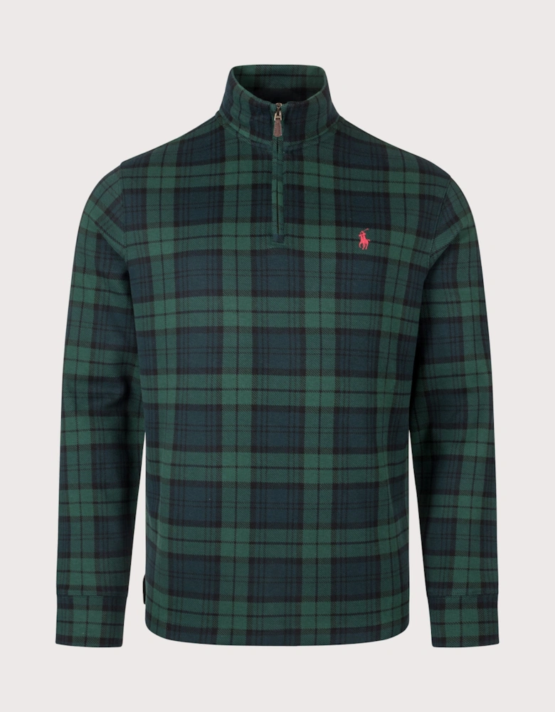 Plaid Estate-Rib Quarter-Zip Jumper