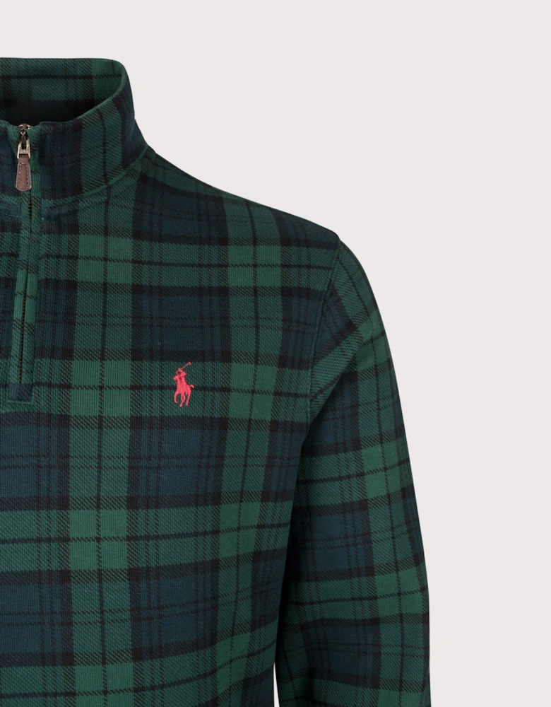 Plaid Estate-Rib Quarter-Zip Jumper