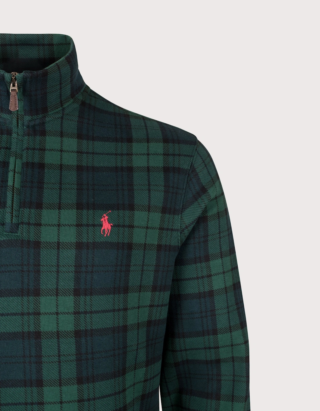 Plaid Estate-Rib Quarter-Zip Jumper