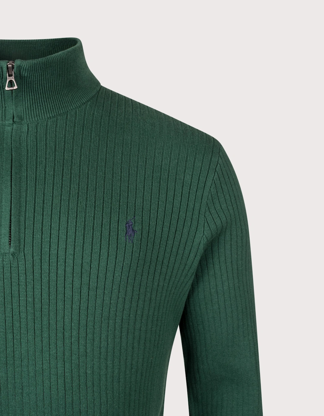 Rib-Knit Cotton Quarter-Zip Sweatshirt