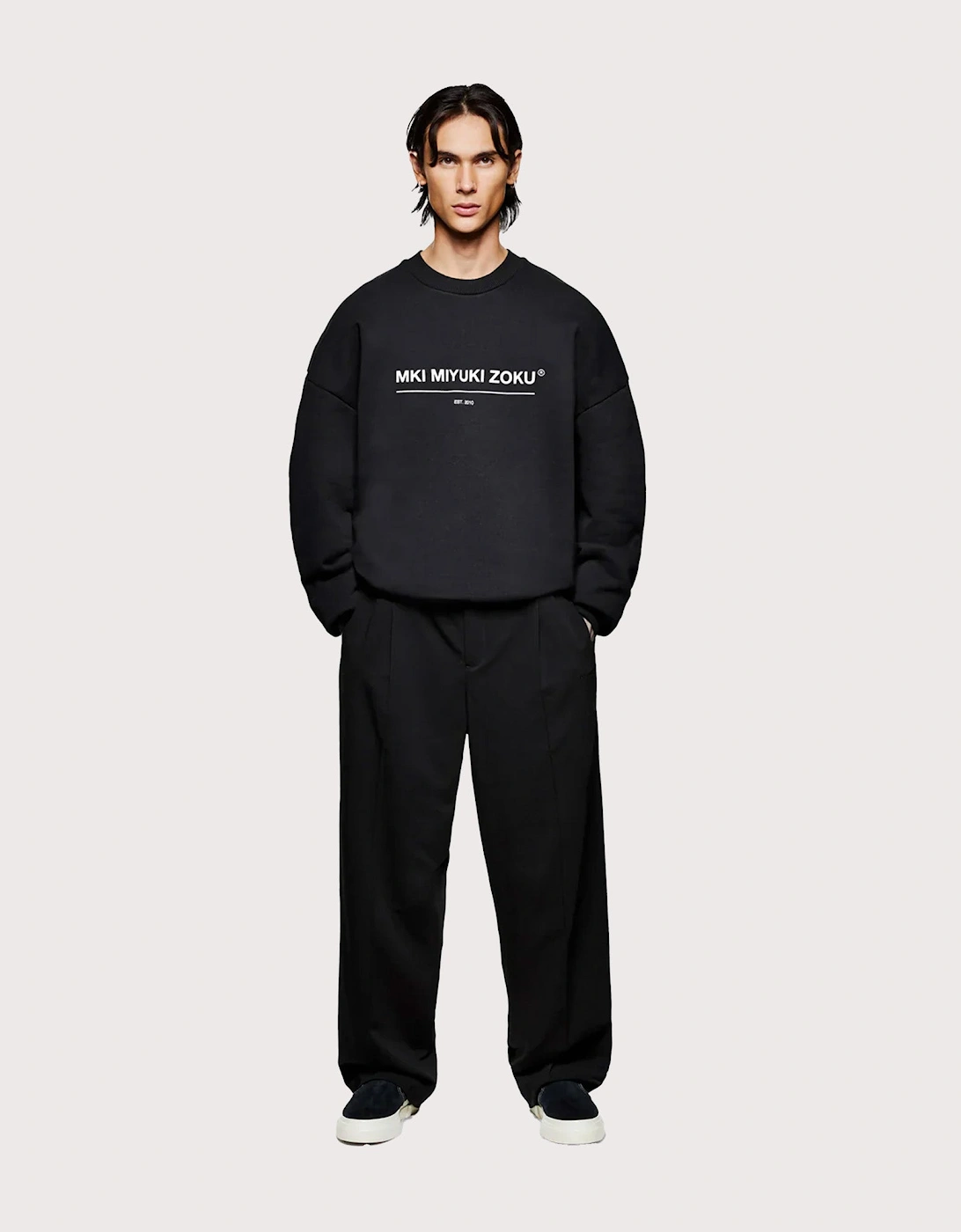 Oversized Linear Crewneck Sweatshirt