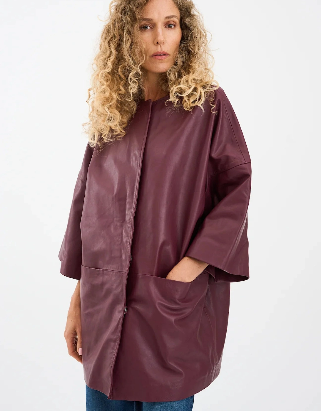 Lanni leather half sleeve jacket