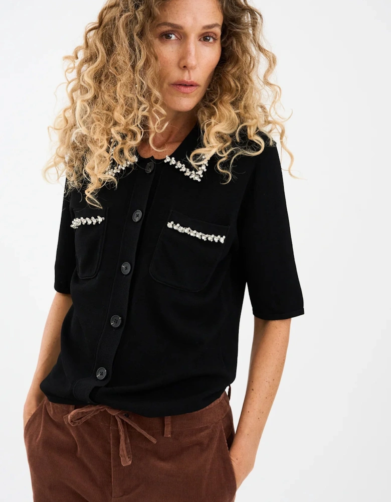 Vigga rhinestone polo knit