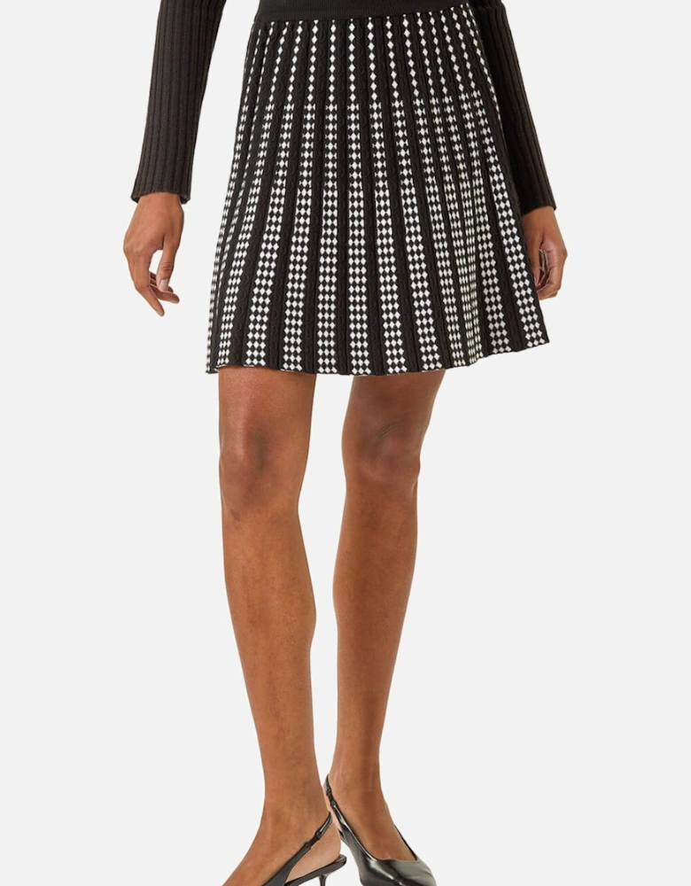 Geometric Knit Mini Skater Skirt