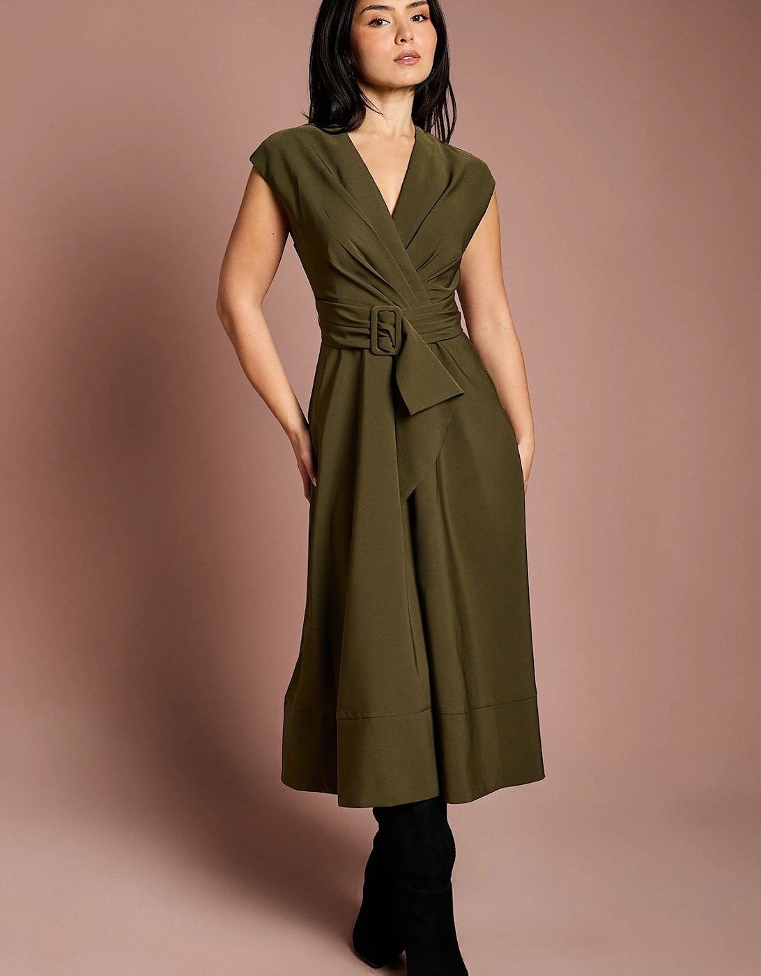 Petite Belted Crepe Dress, 2 of 1