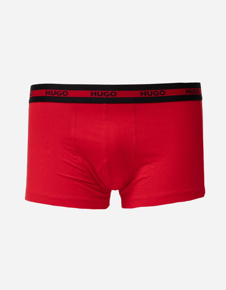 HUGO Planet 3-Pack Stretch-Cotton Logo Waistband Trunks - Bright Red 621