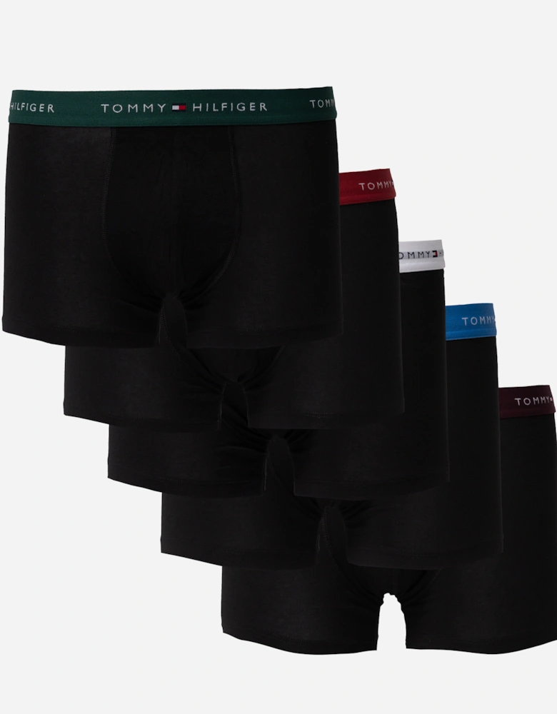 5 Pack Mens Waistband Trunks - B-Blue/Brown/White/Orange/Green