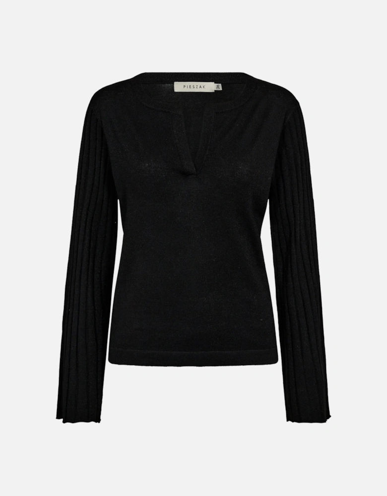 Vigga pleat sleeve lurex knit