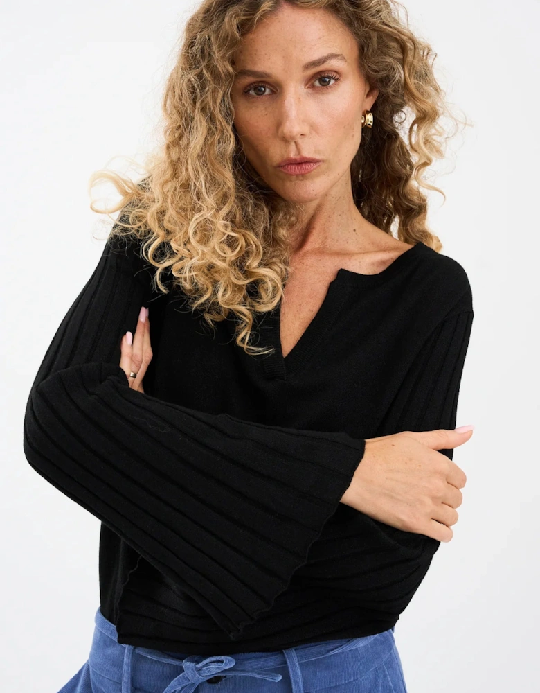 Vigga pleat sleeve lurex knit