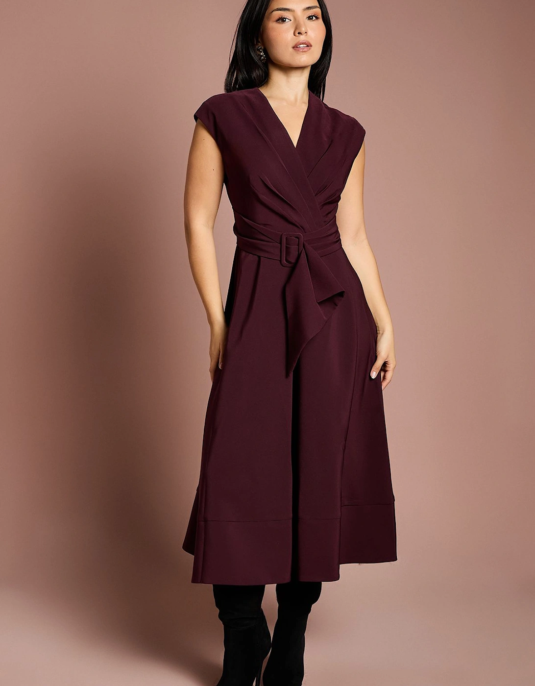 Petite Belted Crepe Dress, 2 of 1