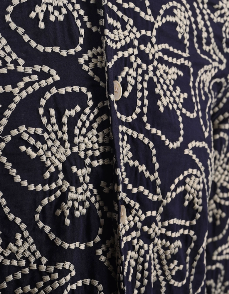 LS REG FIT FLORAL SHIRT NAVY