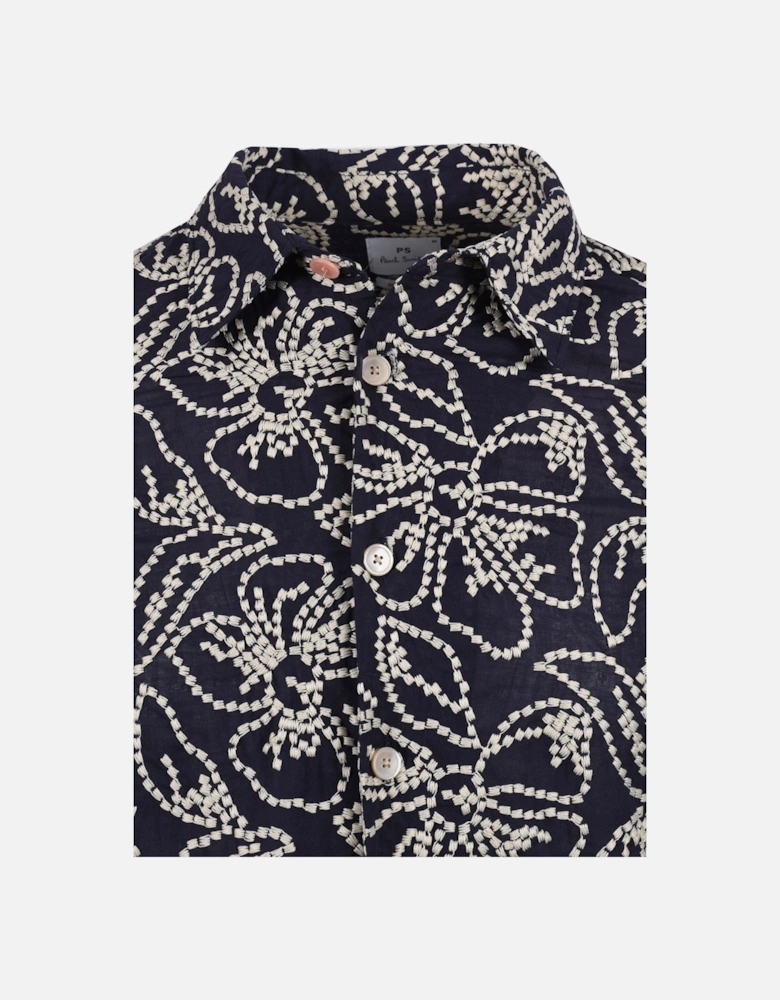 LS REG FIT FLORAL SHIRT NAVY