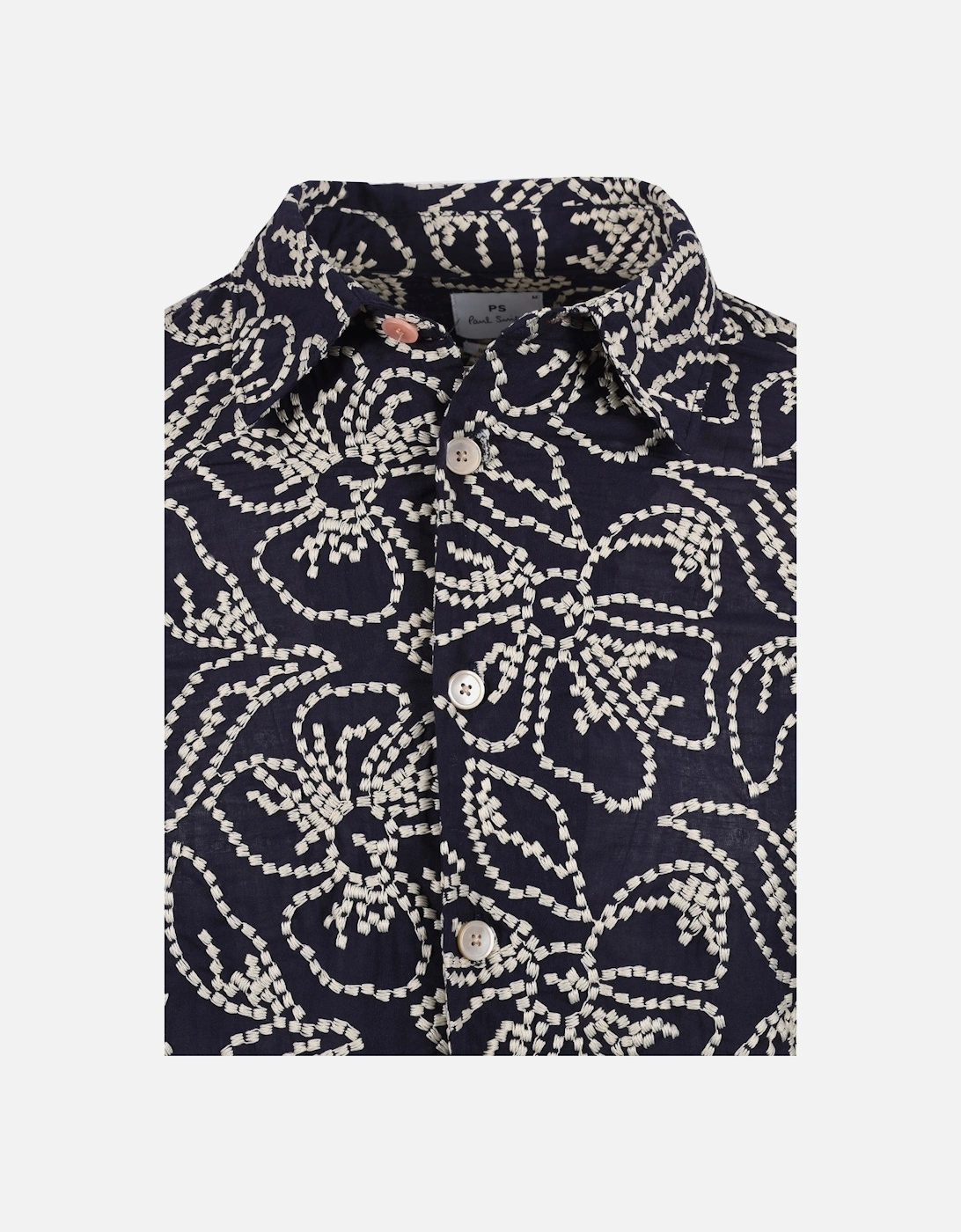 LS REG FIT FLORAL SHIRT NAVY